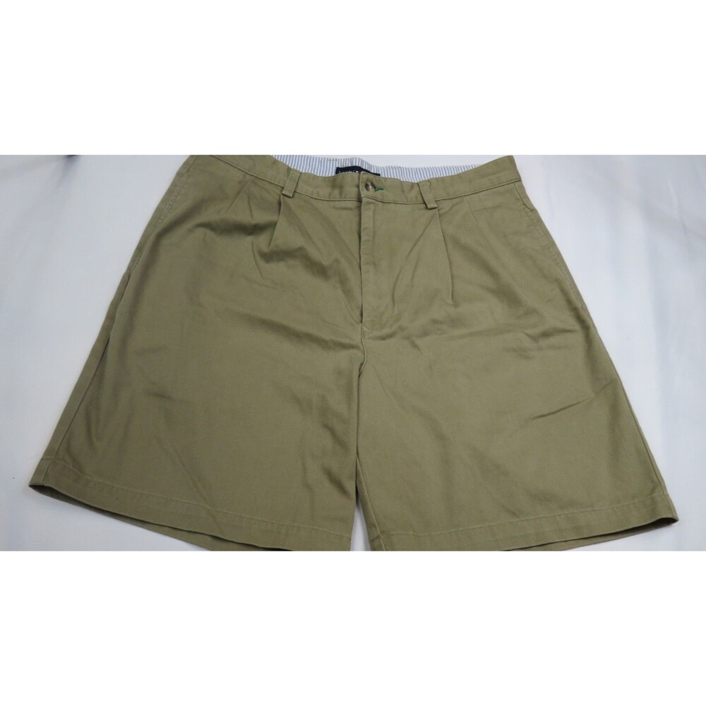 Tommy Hilfiger Mens Khaki Pleated Chino Casual Shorts Size 36